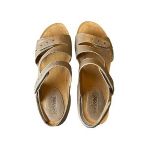 Josef Seibel Studded Gold Leather Comfort Sandals